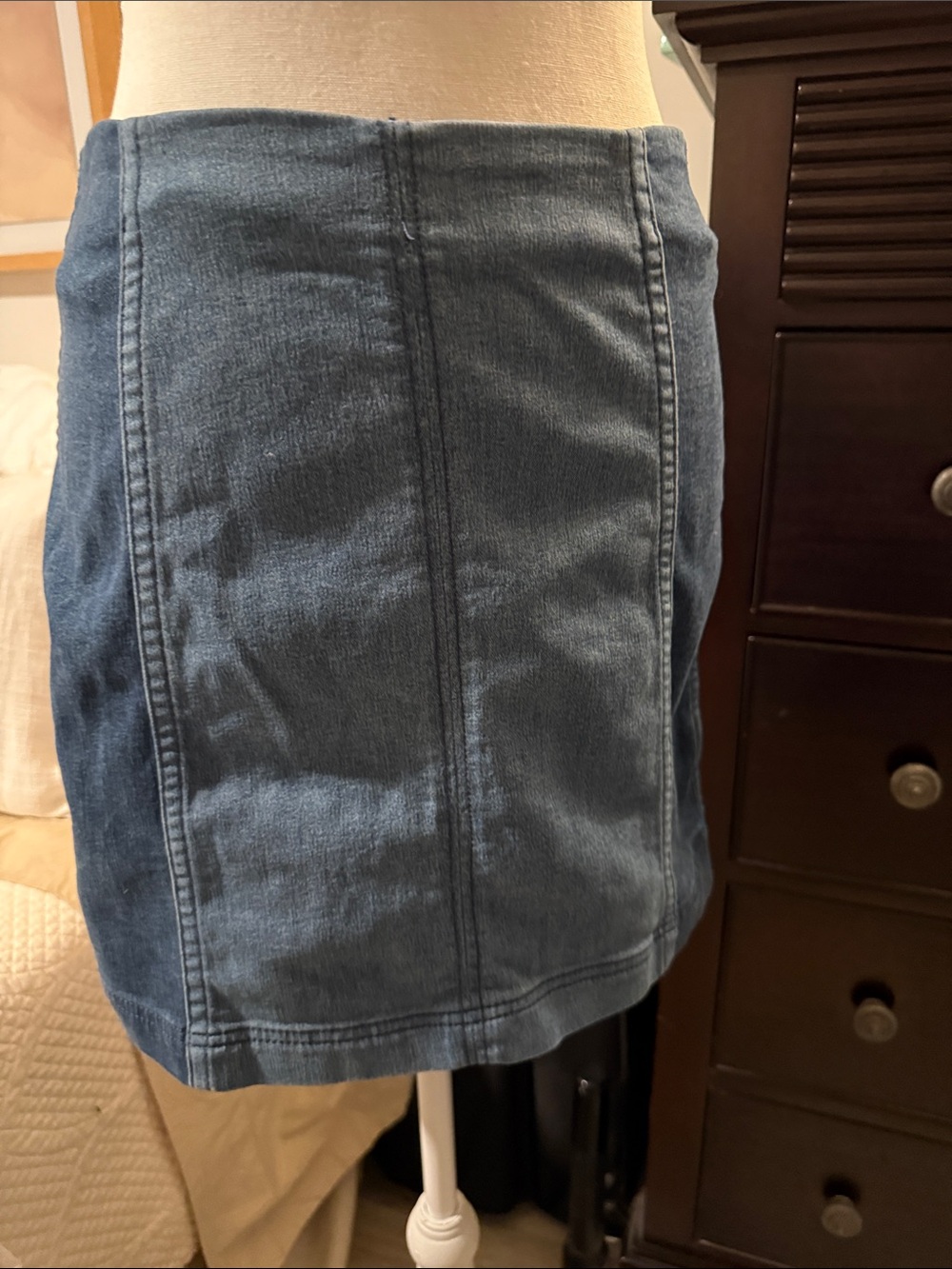 Free People Two-Tone Denim Mini Skirt - Blue